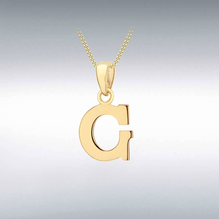 9ct Yellow Gold 9mm x 16mm Plain 'G' Initial Pendant