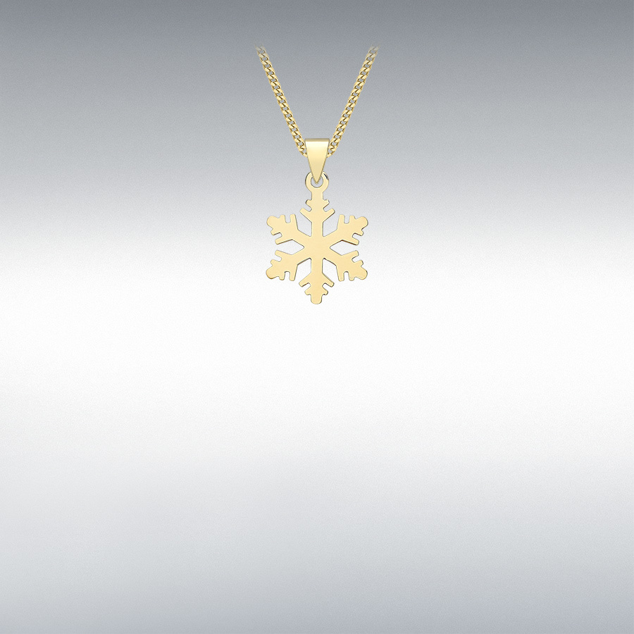 9ct Yellow Gold 10.5mm x 18mm 'Snowflake' Polished Pendant