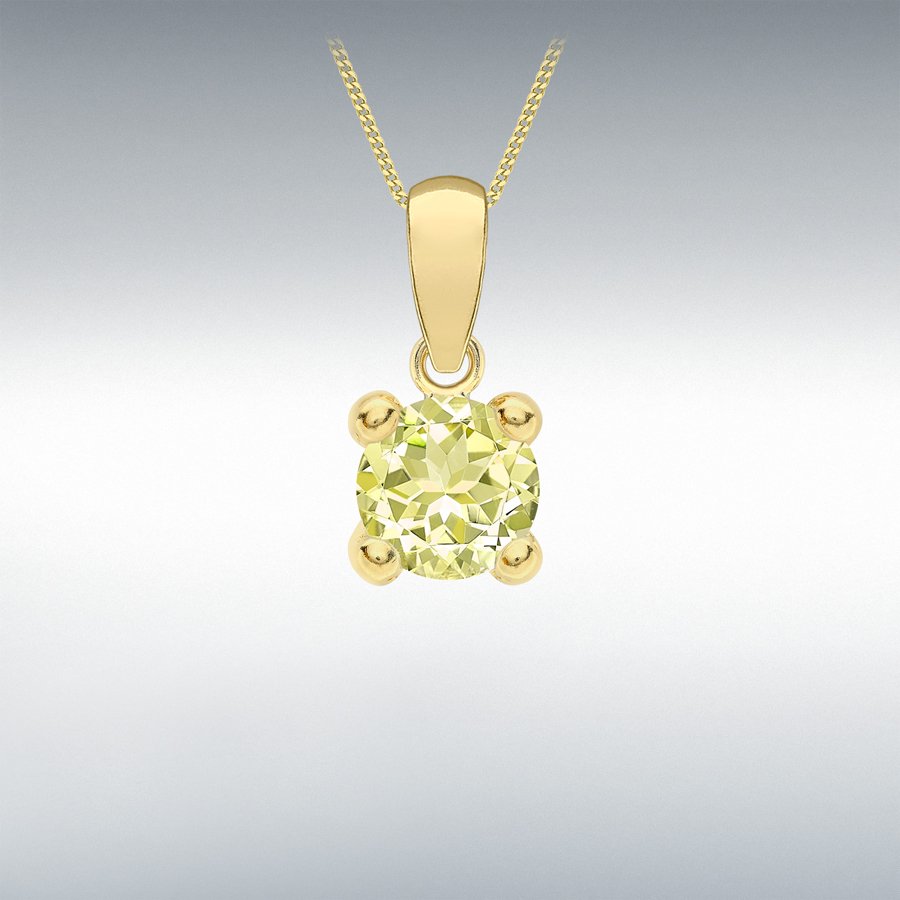 9ct Yellow Gold Light Yellow 5mm CZ August Birthstone Pendant