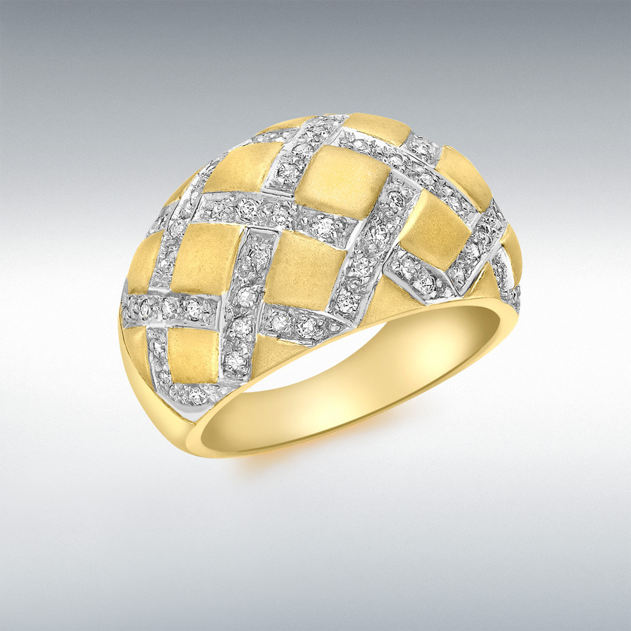 9ct Yellow Gold 0.32ct Diamond Satin Lattice Ring