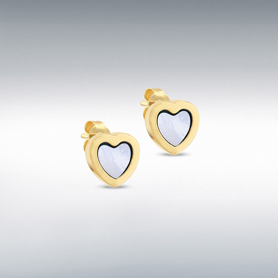 9ct Yellow Gold 6mm Malachite Heart Stud Earring