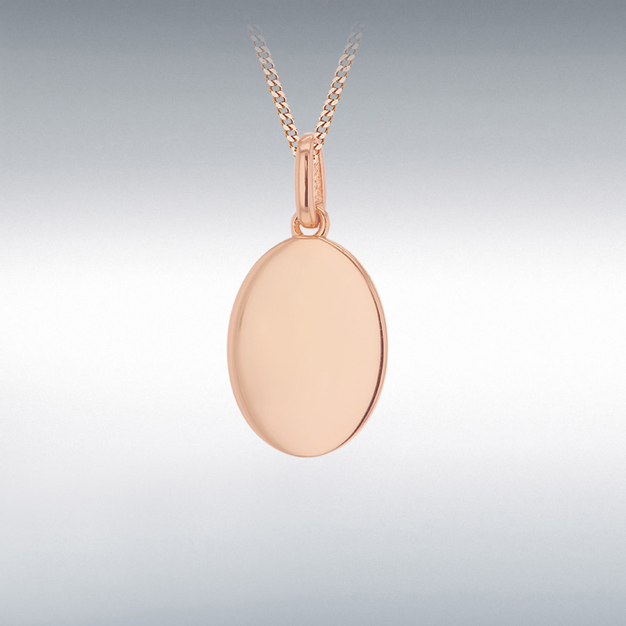 Sterling Silver Rose Gold Plated 12mm x 24mm Polished Oval Pendant