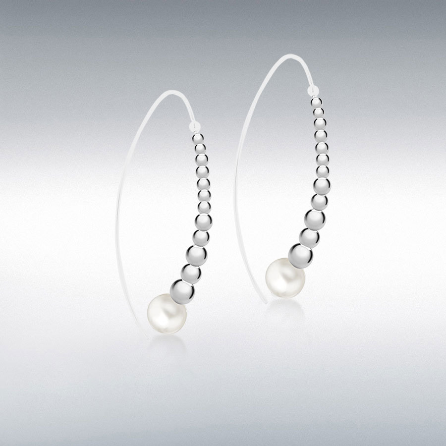 Sterling Silver 9mm Fresh Water Pearls and Beads Drop Earrings