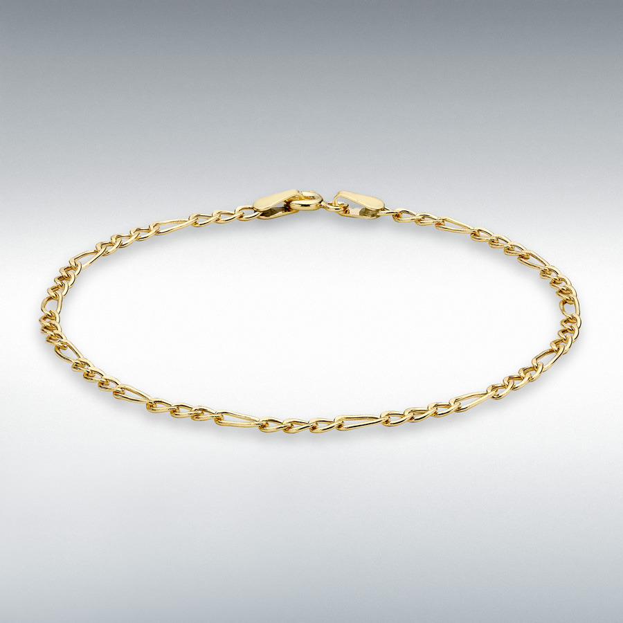 9ct Yellow Gold Hollow Figaro Bracelet 19cm/7.5"