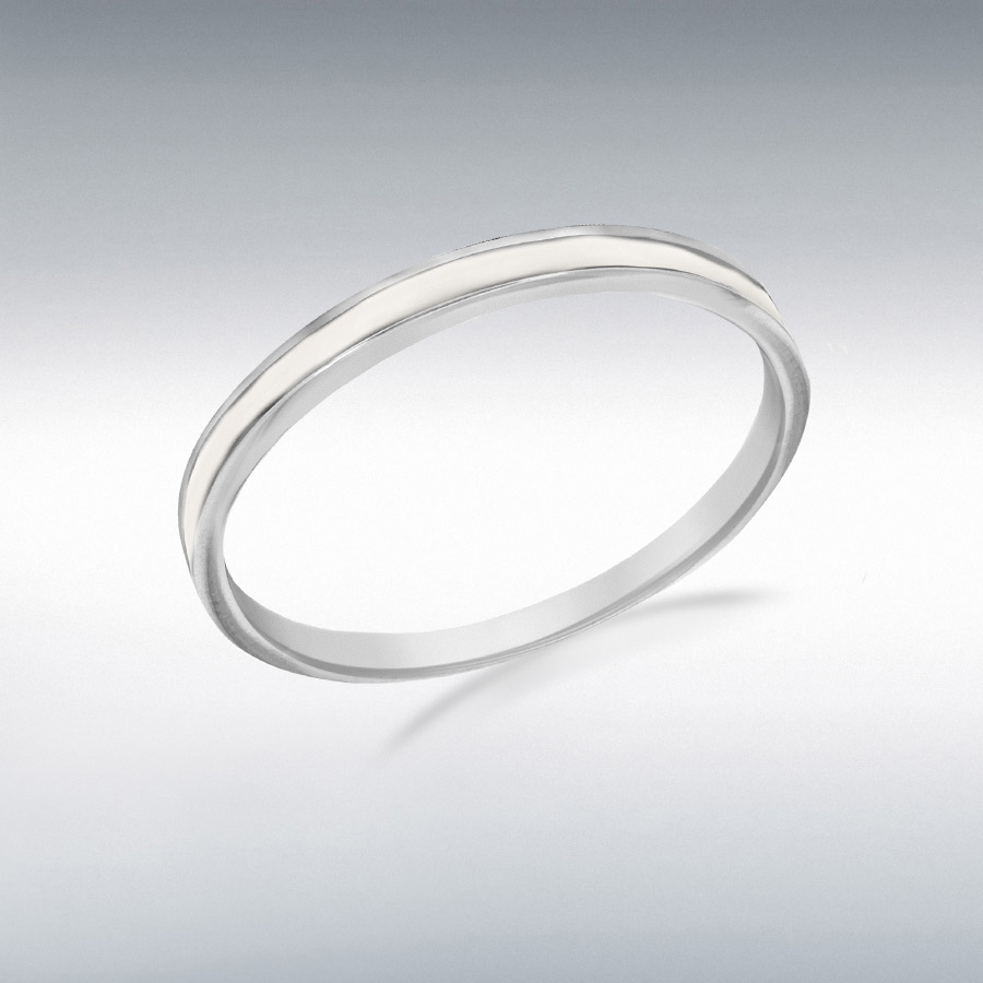 Sterling Silver 2mm White Enamel Band Ring