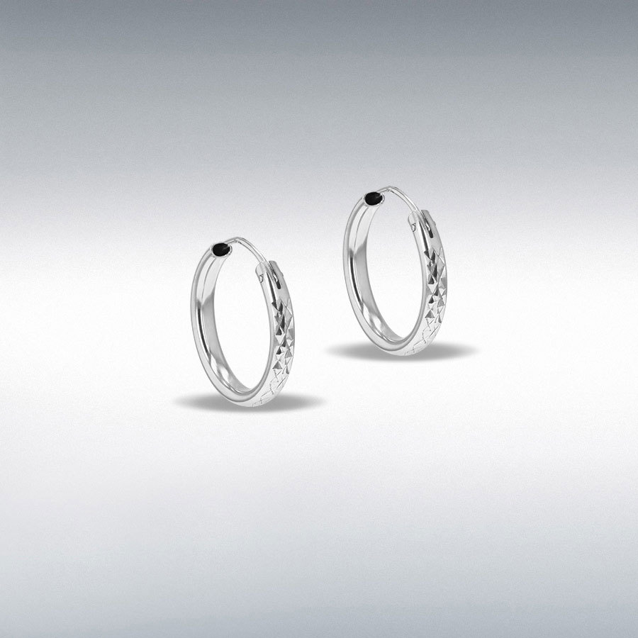 Sterling Silver 20mm Diamond Cut Sleeper Hoop Earring